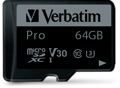 Carte Memoire Micro Sd Verbatim Pro U3 64Go Avec Adaptateur