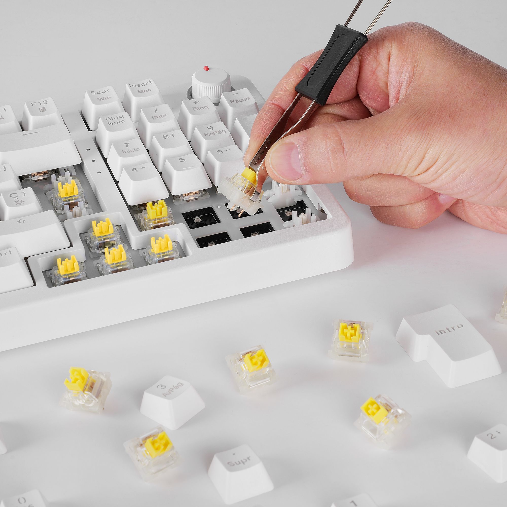 Gamer Mecanique Yellow Switch Mars Gaming Mkpro Rgb Blanc
