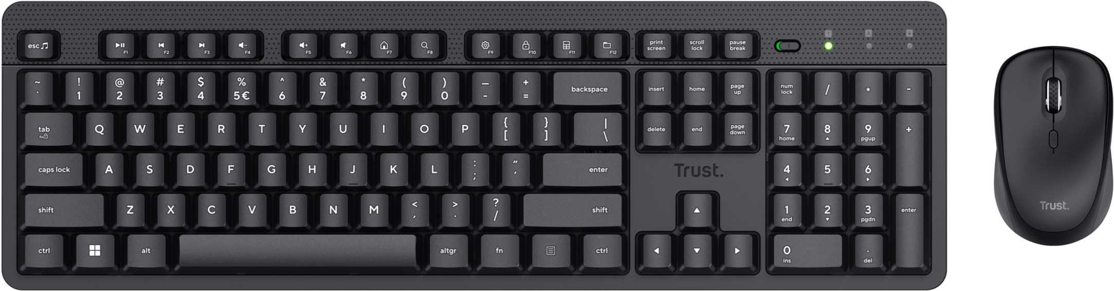 Pack 2En1 Claviersouris Silencieux Sans Fil Trust Ody Ii Noir