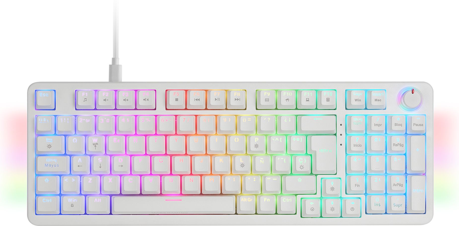 Gamer Mecanique Yellow Switch Mars Gaming Mkpro Rgb Blanc