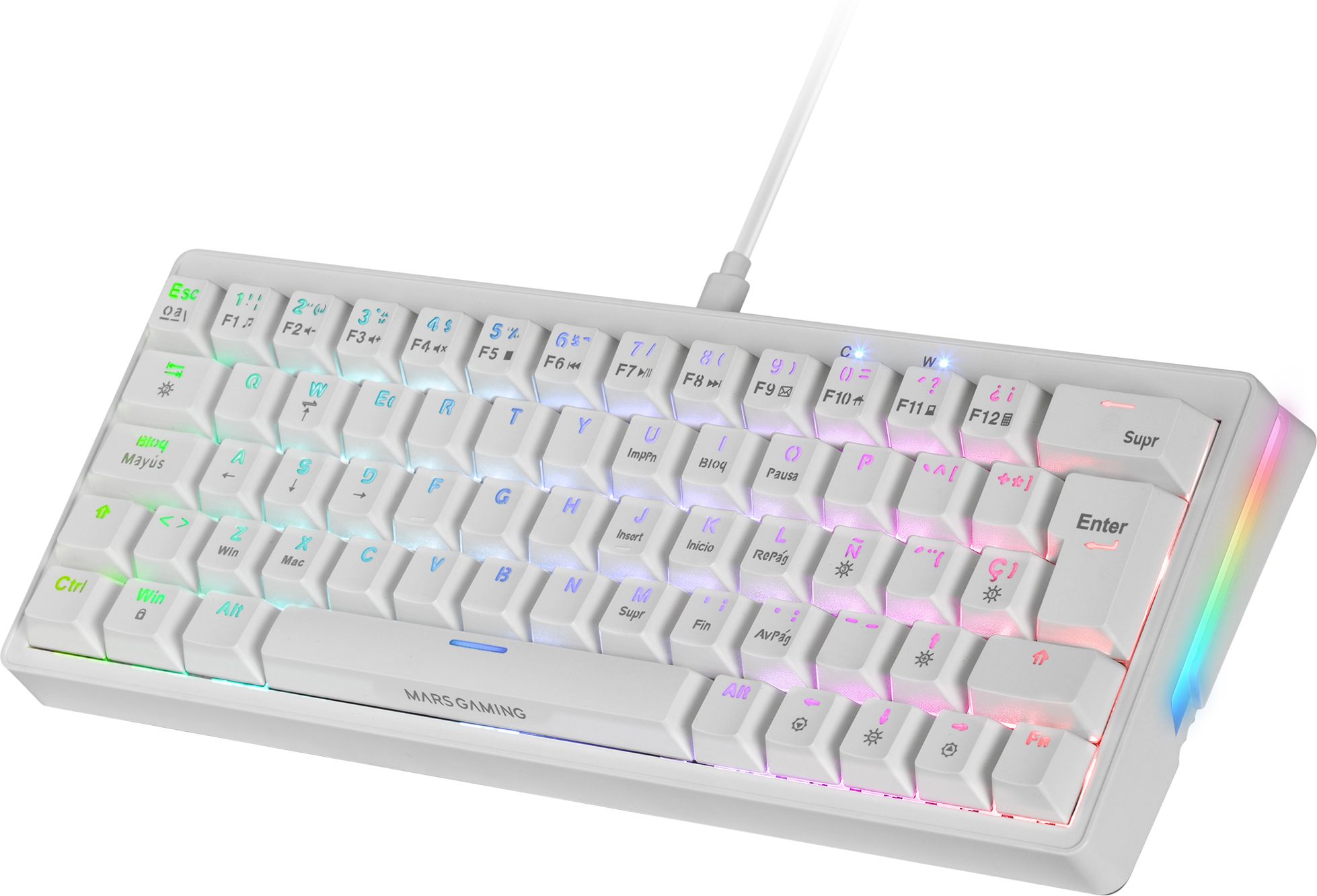 Gamer Mecanique Brown Switch Mars Gaming Mkminipro Blanc