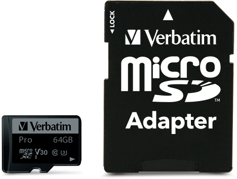 Carte Memoire Micro Sd Verbatim Pro U3 64Go Avec Adaptateur
