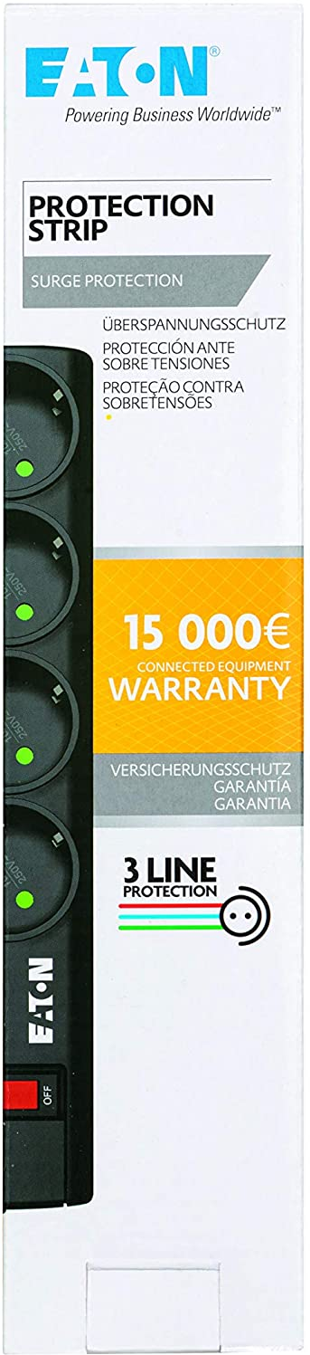 Multiprise Surtension Eaton Protection Strip 4 Prises Noir