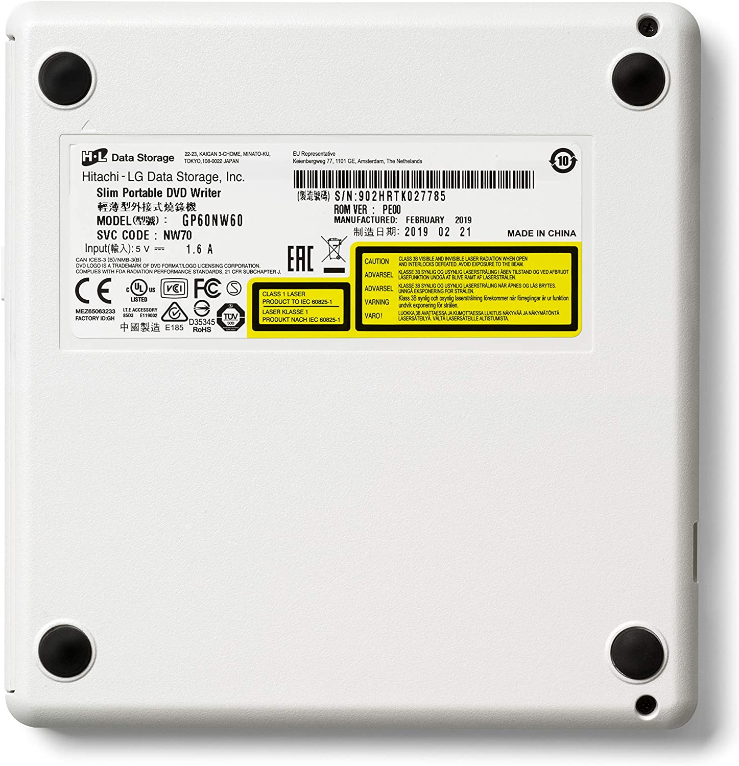 Graveur Dvd Externe Slim Hitachilg Gp60 Blanc