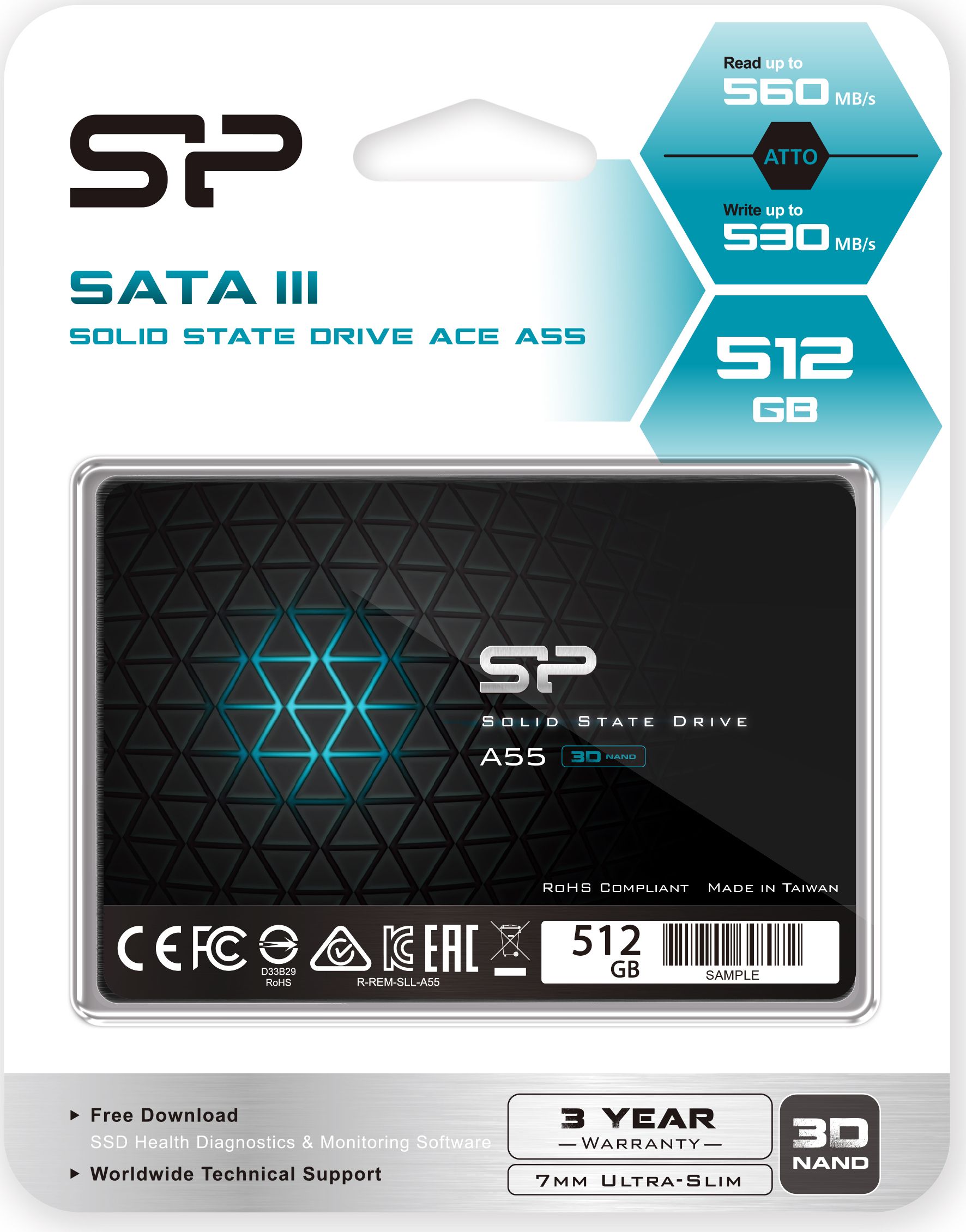 Disque Ssd Silicon Power Ace A55 512Go S Ata 25 Pouces