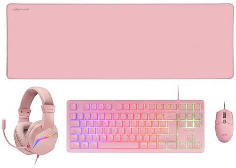 Pack Gamer 4En1 Claviersouriscasquetapis Mars Gaming Mcp Rgb3 Rose