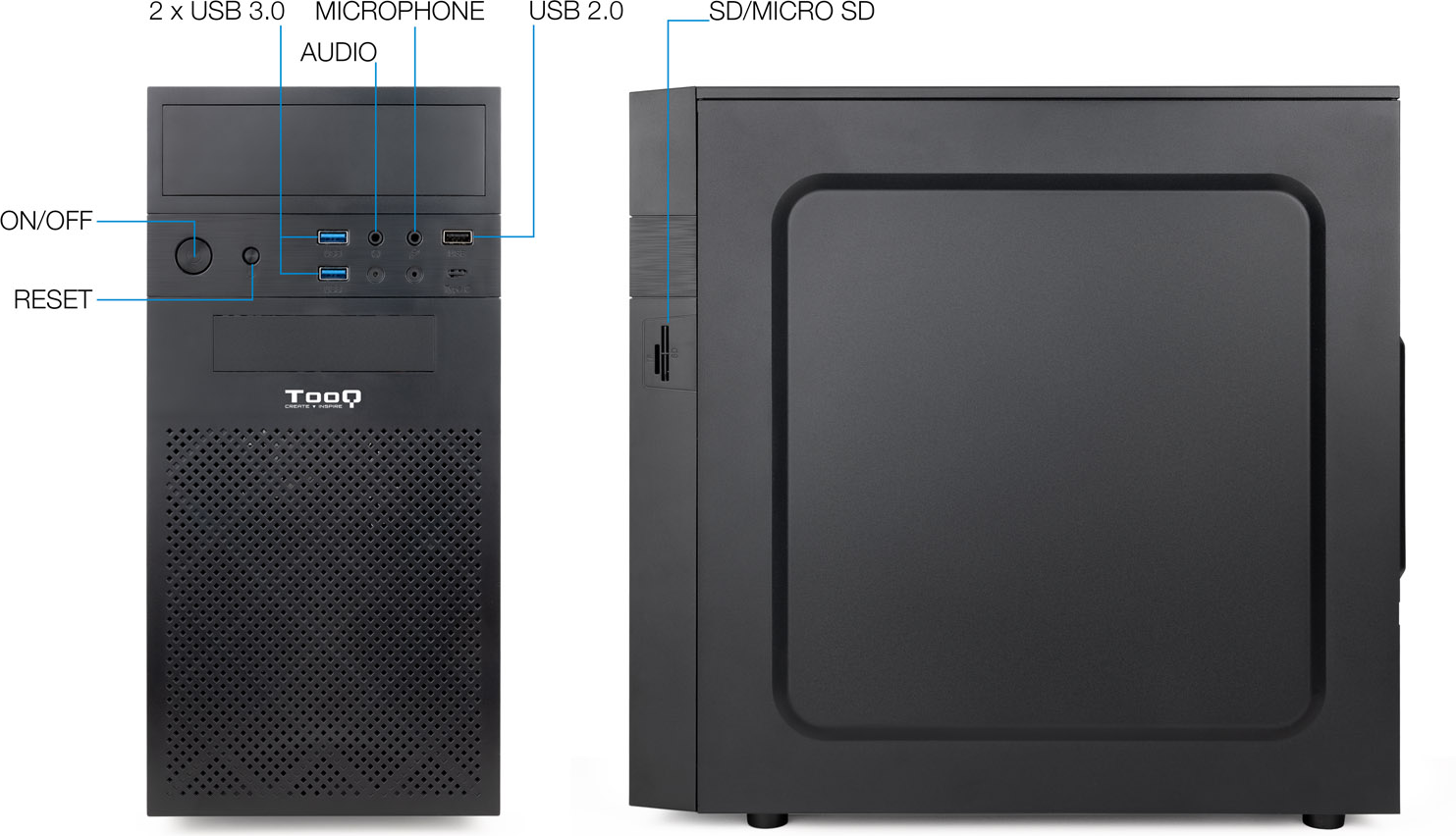 Boitier Mini Tour Micro Atx Tooq Tqc 4701U3C B Noir