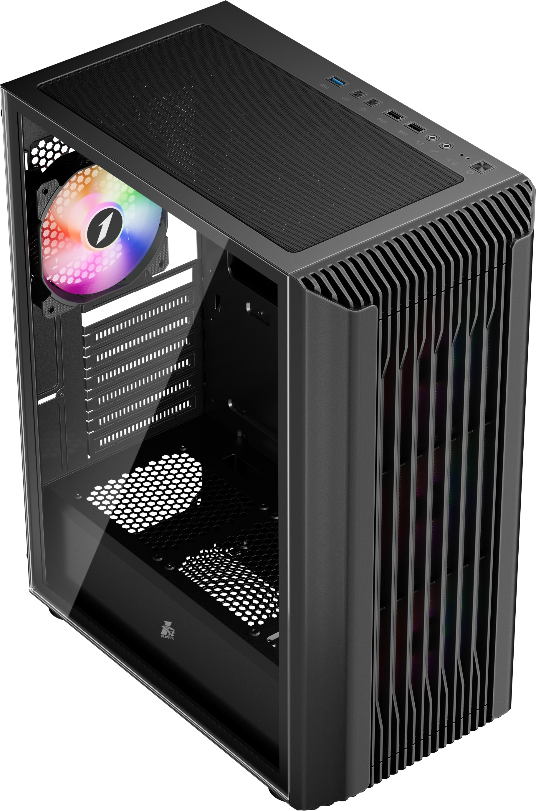Boitier Moyen Tour Atx 1Stplayer H6 Rgb Avec Panneau Vitre Noir