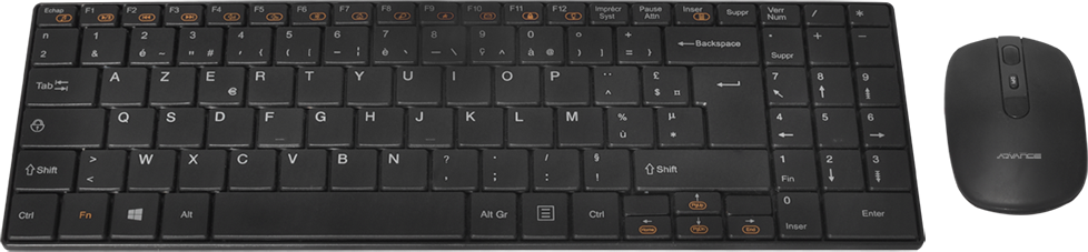 Pack 2En1 Claviersouris Sans Fil Advance Slim Compact Noir