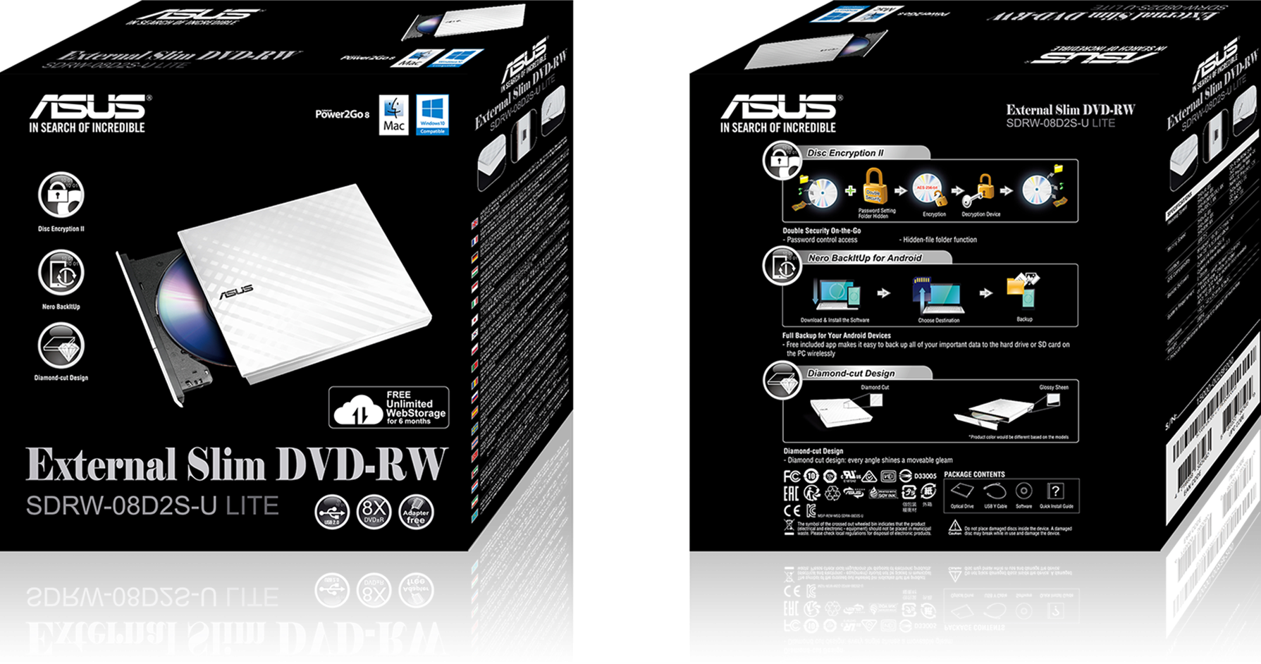 Graveur Dvd Externe Slim Asus Sdrw 08D2S U Lite Blanc