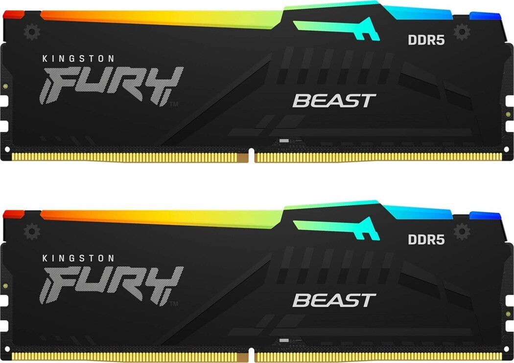 Kit Barrettes Memoire 32Go 2X16Go Dimm Ddr5 Kingston Fury Beast Rgb 5600Mhz Cl40 Noir