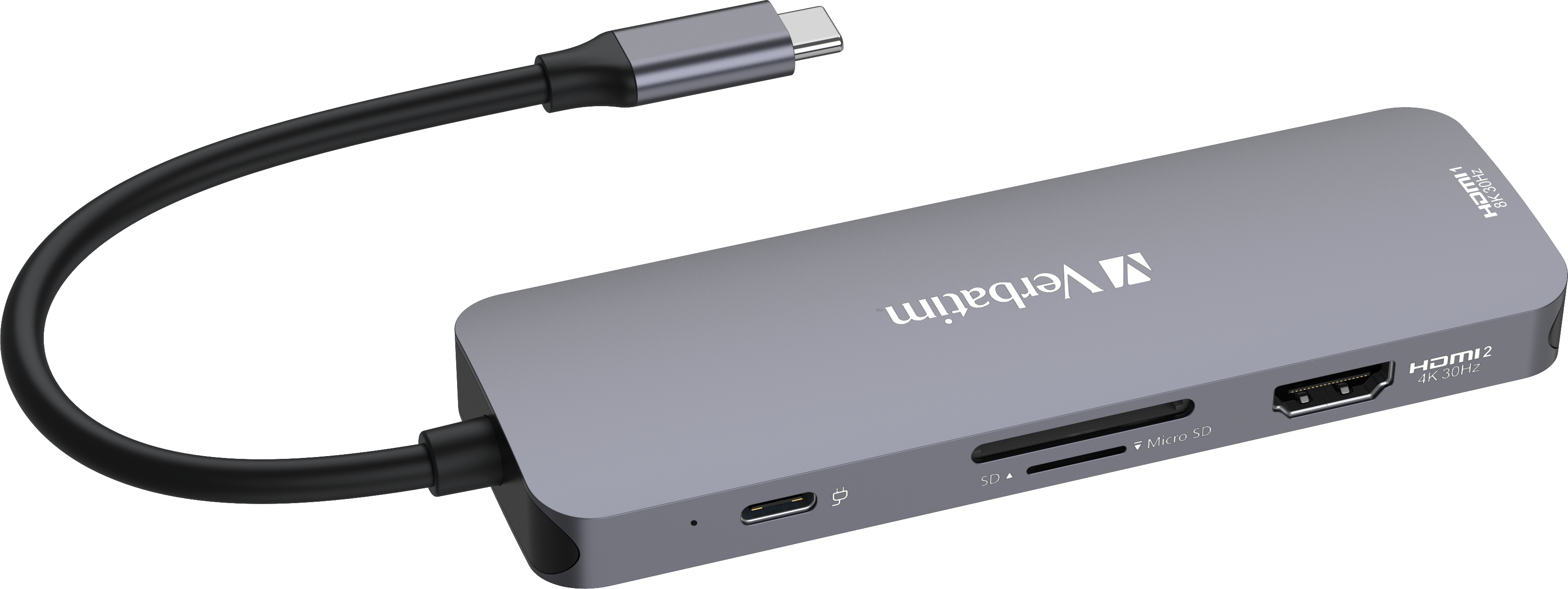 Station Daccueil Portable Usb C 32 Verbatim Hub Pro Multiports 8 Gris