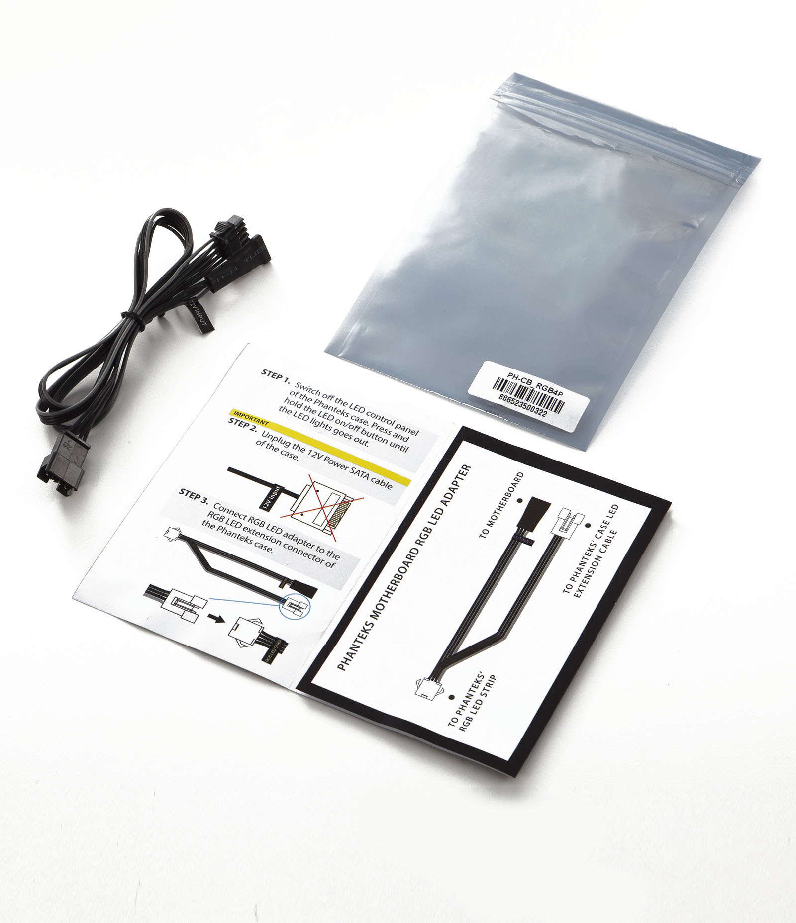 Cable Adaptateur Pour Led Rgb Phanteks Ph Cb Rgb4P 4 Pins 60Cm