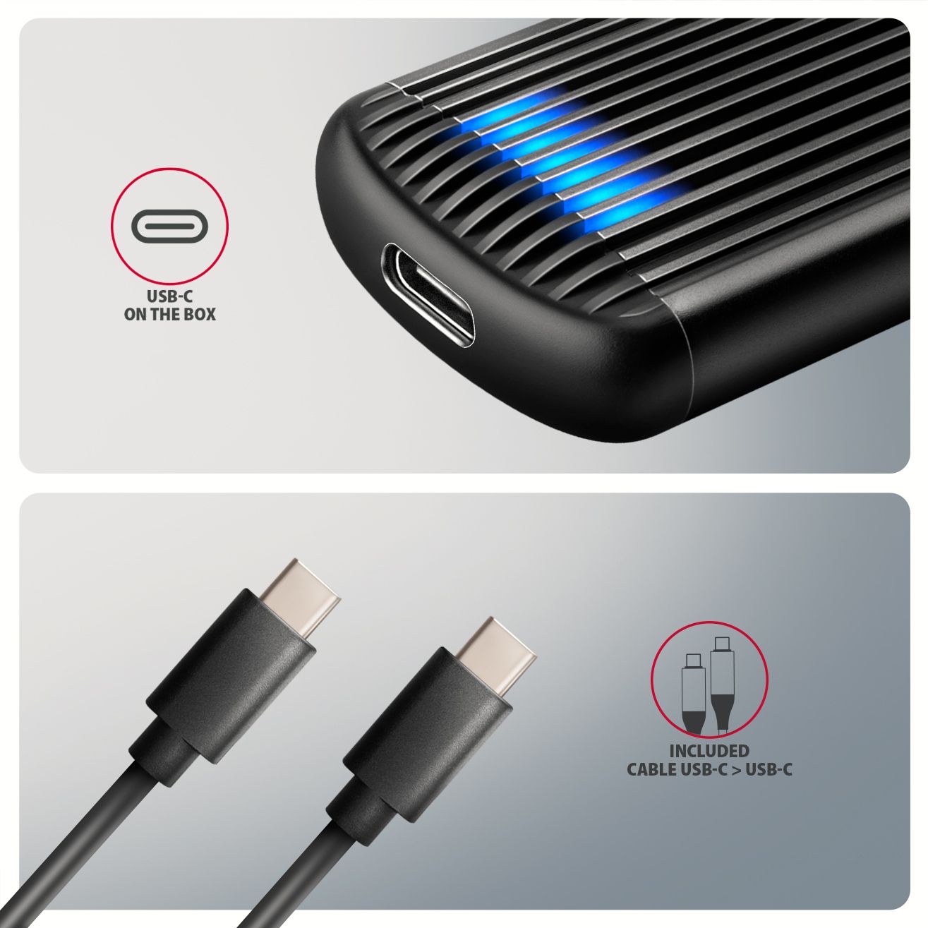 Usb C 32 Axagon Eem2 Sc Ribbed Nvme M2 Type 2280 Noir