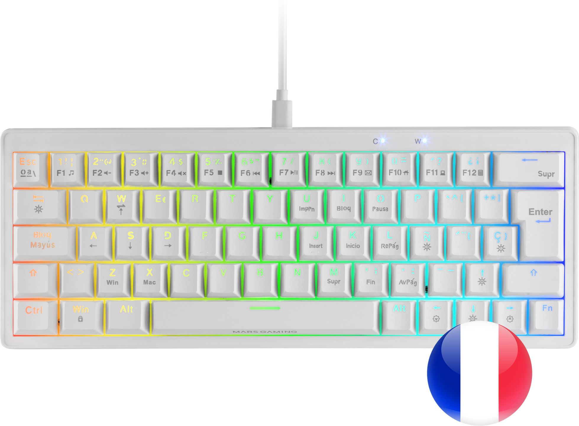 Gamer Mecanique Brown Switch Mars Gaming Mkminipro Blanc