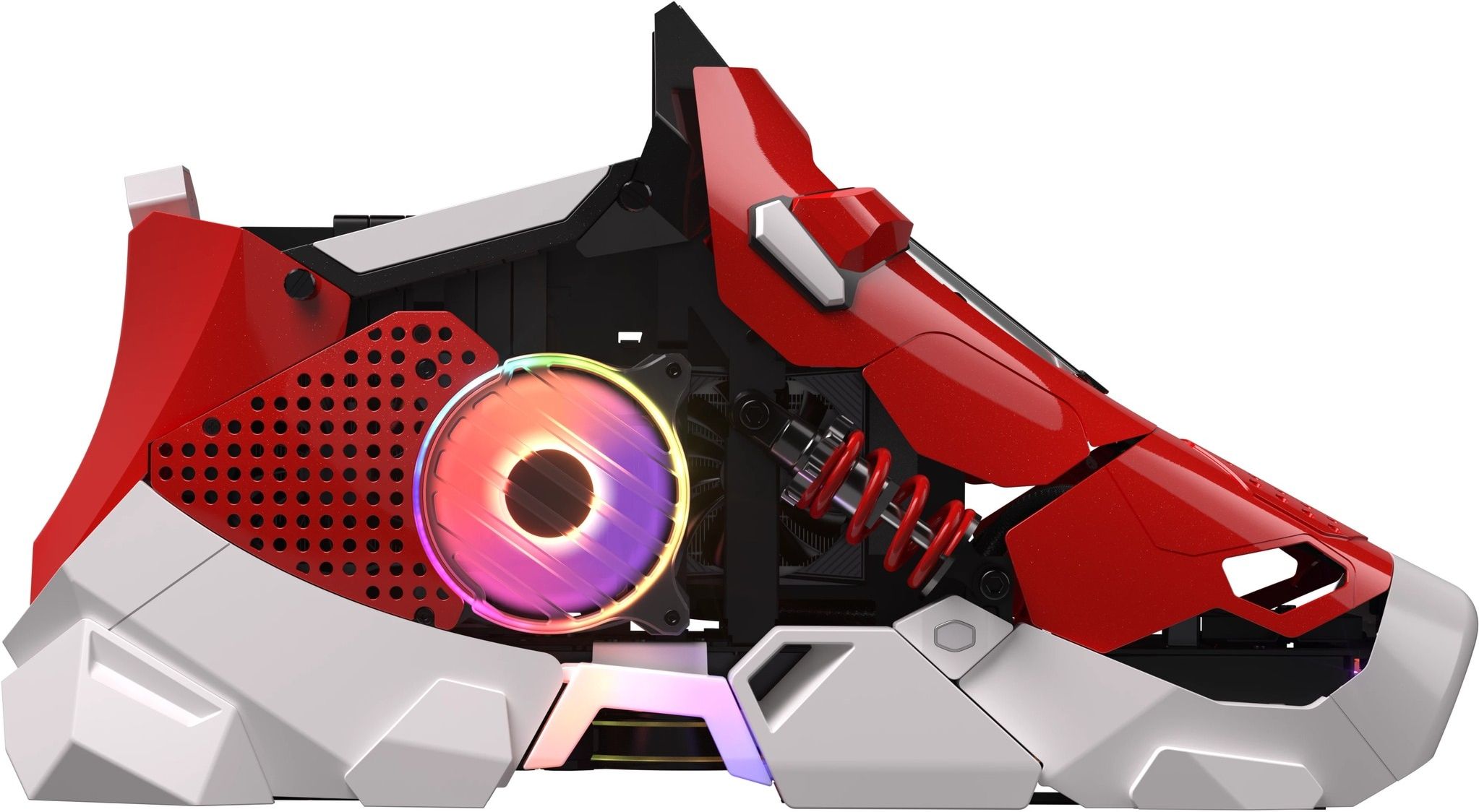 Boitier Custom Mini Itx Cooler Master Sneaker X Avec Alimentation 850W Rouge
