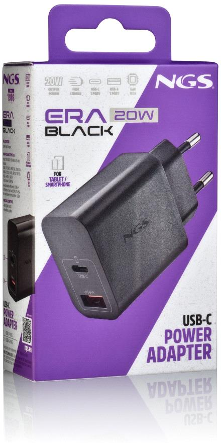 Secteur Ngs Era 1X Usb C 1X Usb A 20W Noir