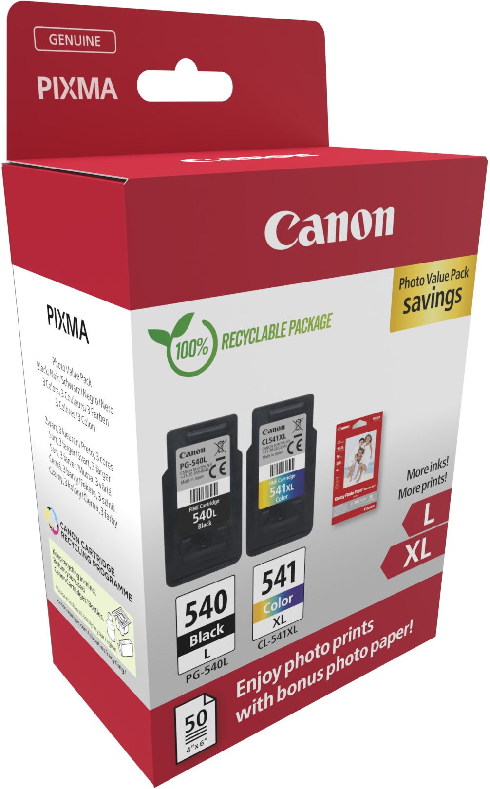 Pack 2 Cartouches Dencre Canon Pg 540Lcl 541Xl Photo Value Pack Noircouleurs 50X Papiers Photo