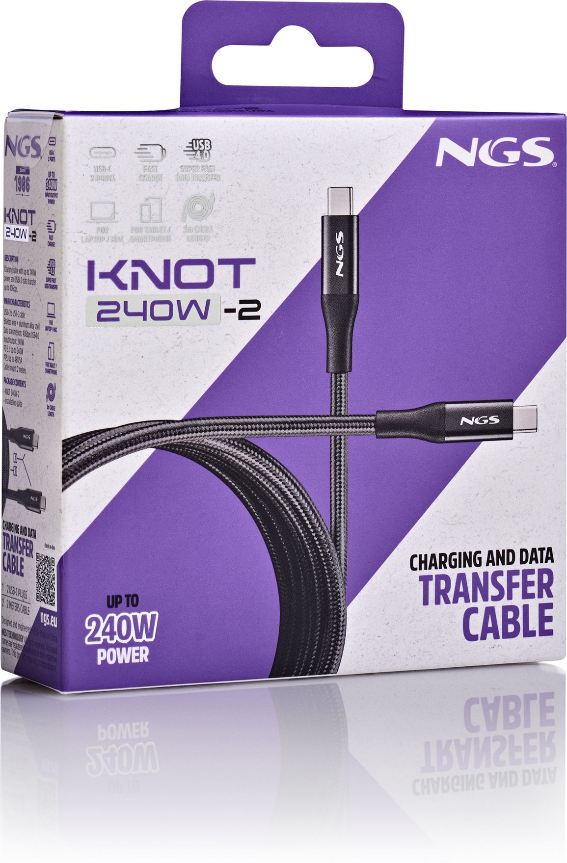 Cable Ngs Knot Usb C Mm 2M 240W Noir