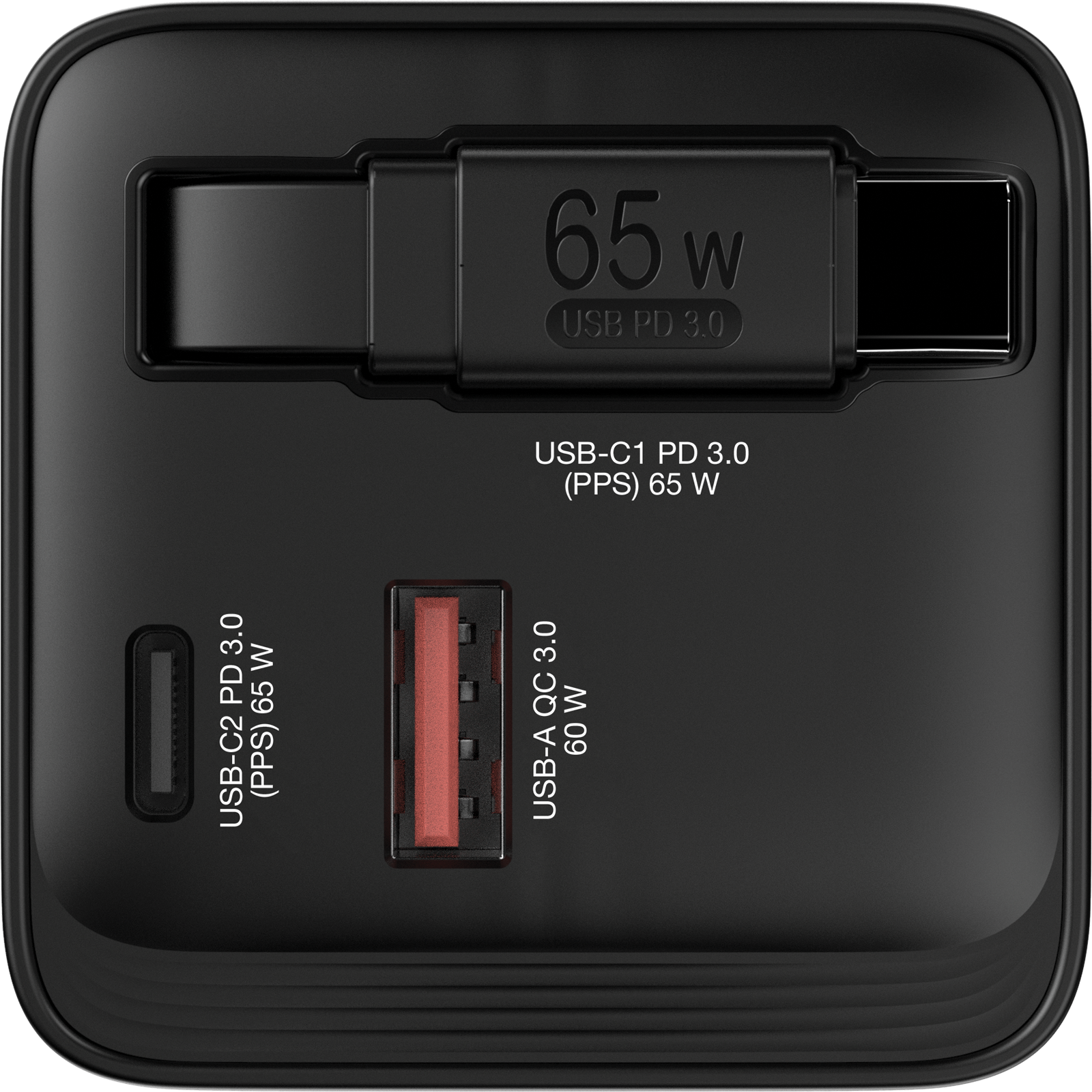 Secteur Verbatim Gan 1X Ports Usb A 1X Port Usb C 65W Avec Cable Retractablenoir