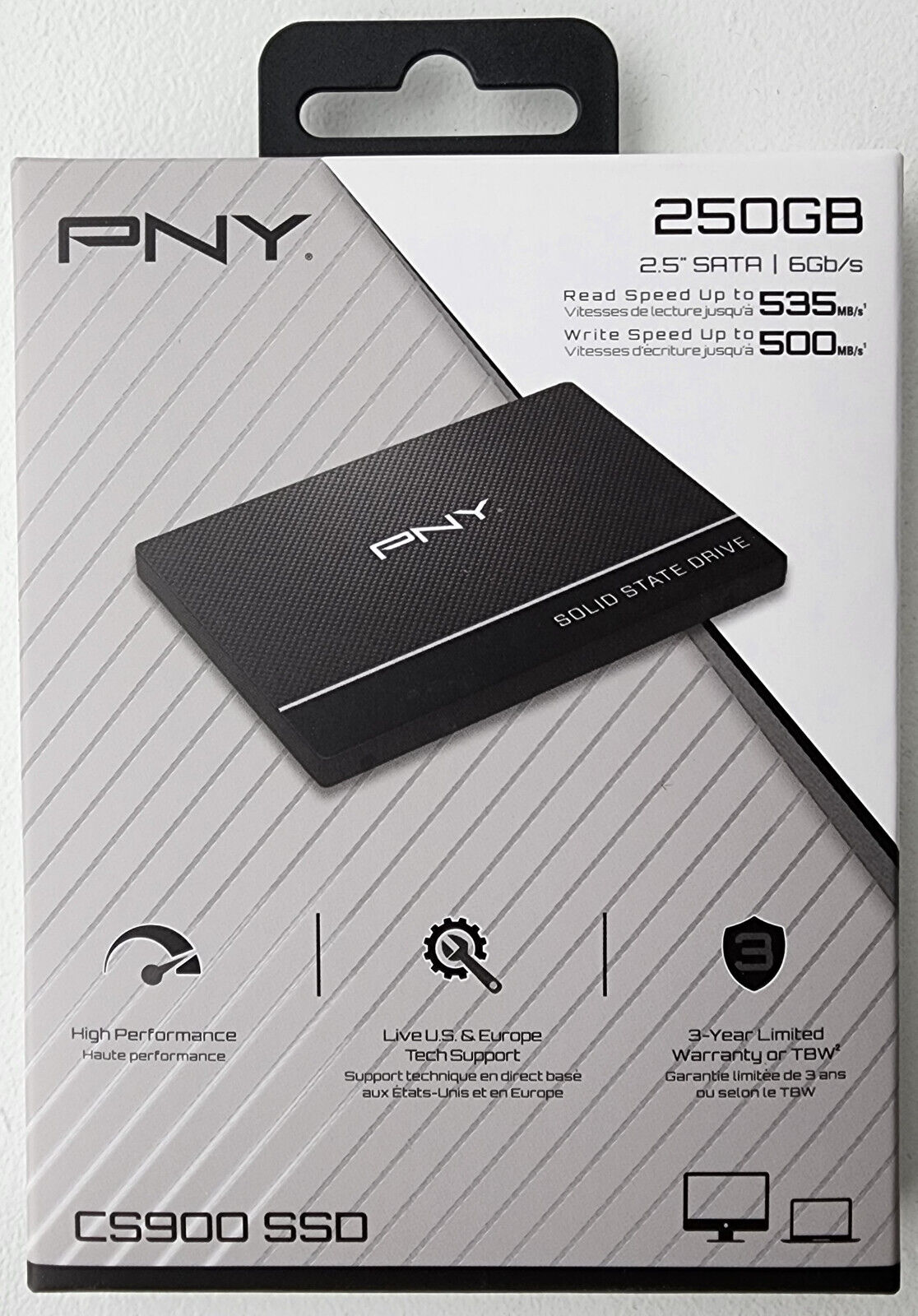 Disque Ssd Pny Cs900 250Go S Ata 25 Pouces