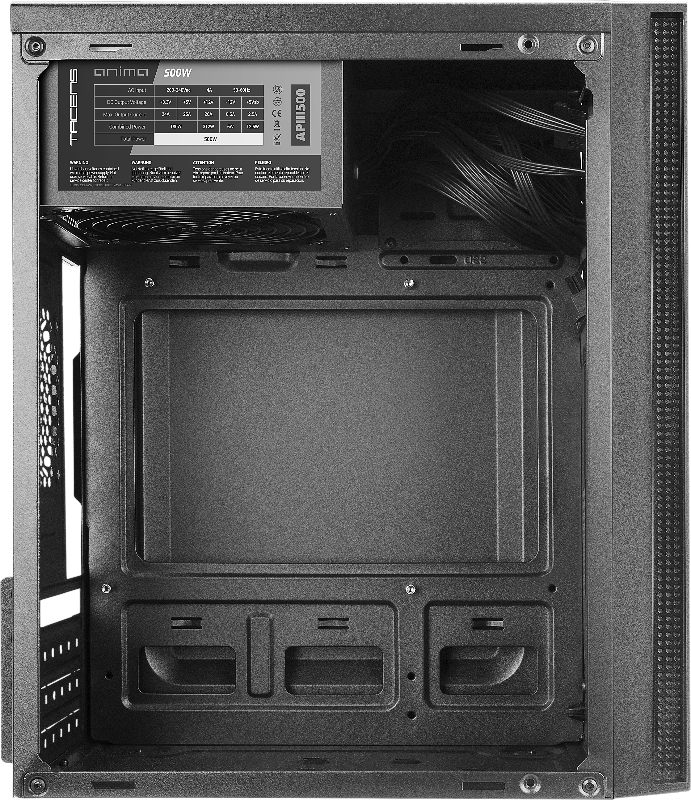 Boitier Mini Tour Micro Atx Anima Ac5500 Avec Alimentation 500W Noir