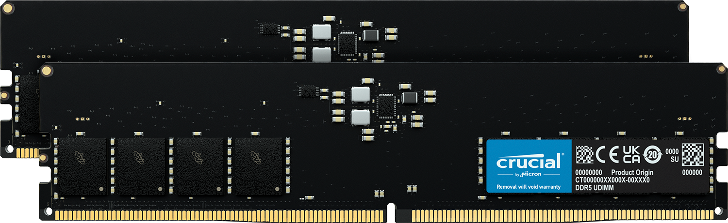 Kit Barrettes Memoire 32Go 2X16Go Dimm Ddr5 Crucial Classic 5600Mhz Noir
