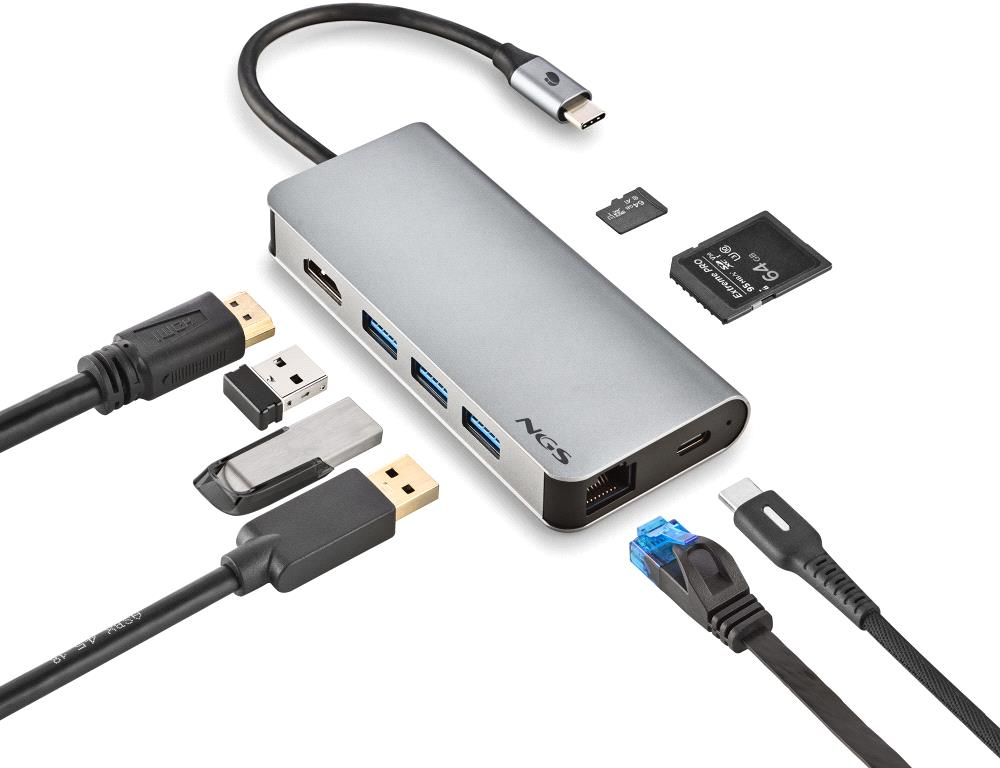 Station Daccueil Portable Usb C 30 Ngs Wonder Dock 8 Argent
