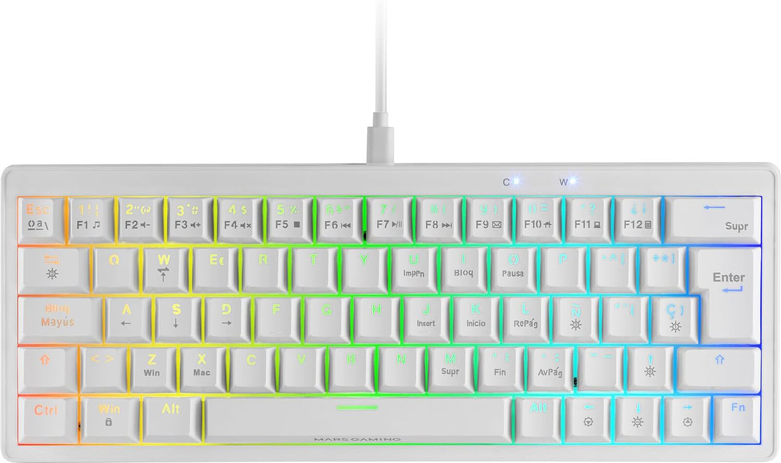 Gamer Mecanique Yellow Silent Mars Gaming Mkminipro Rgb Blanc