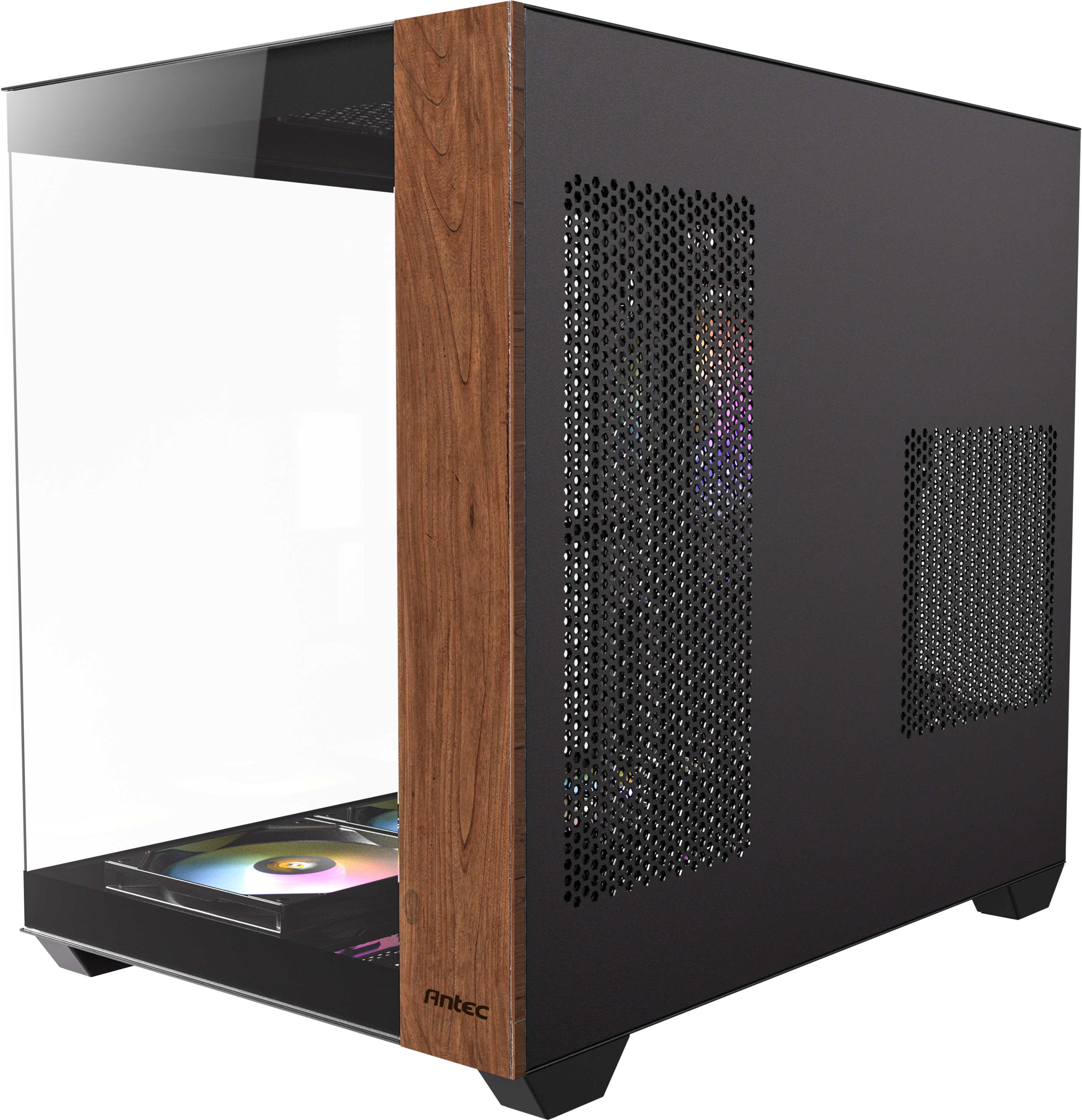 Boitier Moyen Tour Atx Antec Cx800 Wood Rgb Avec Panneaux Vitres Noir