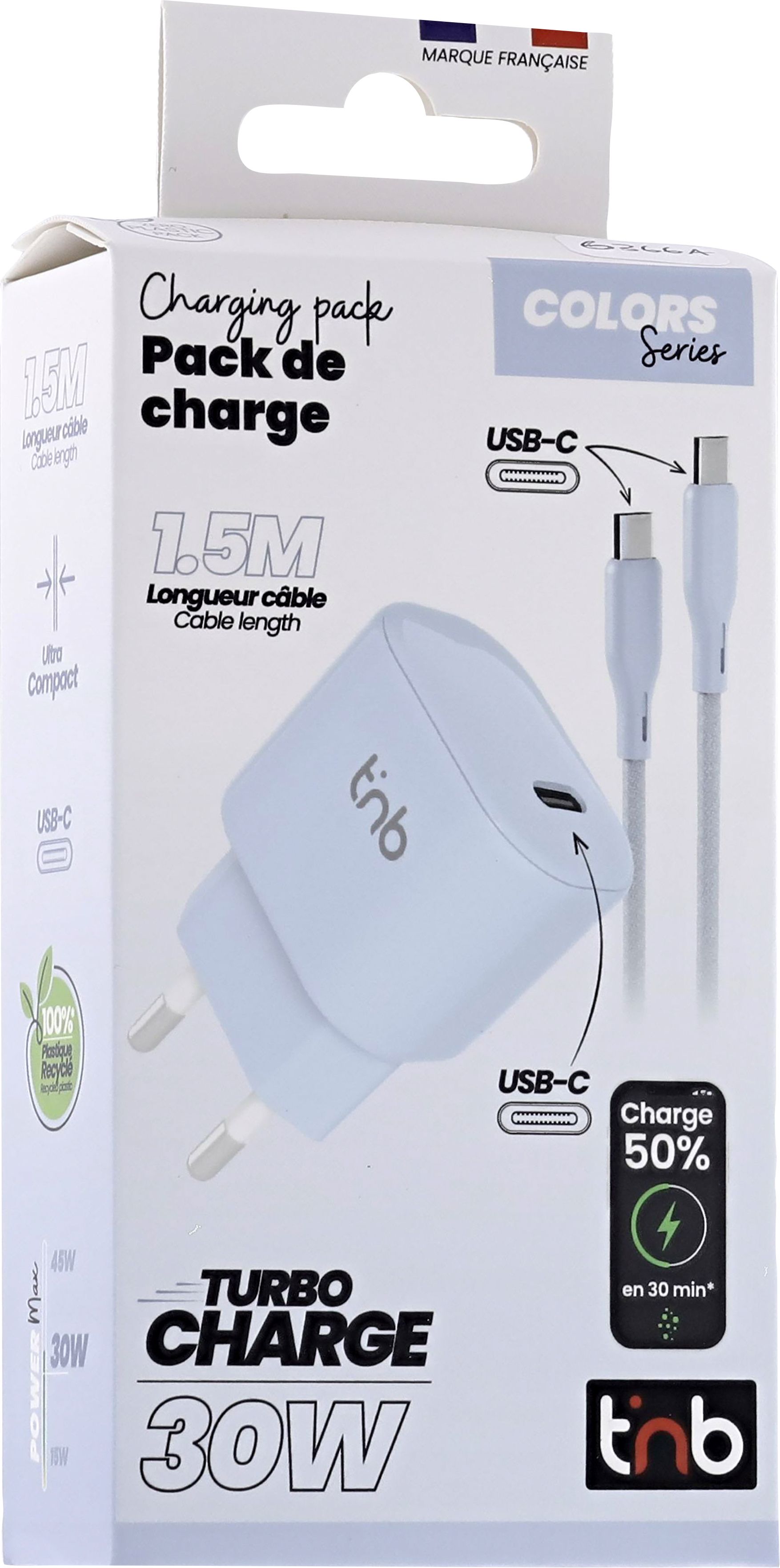 Secteur Gan Tnb 1X Usb C 30W Bleu