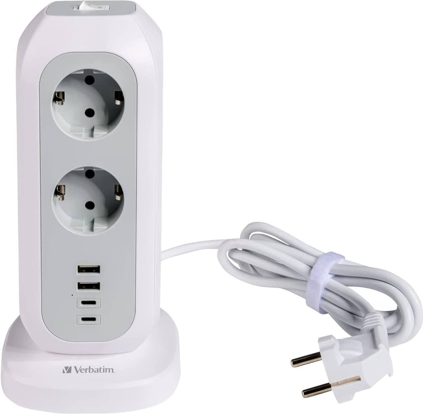 Multiprise Tour Verbatim 11 Prises 4 Ports Usb Ca 2M Blanc