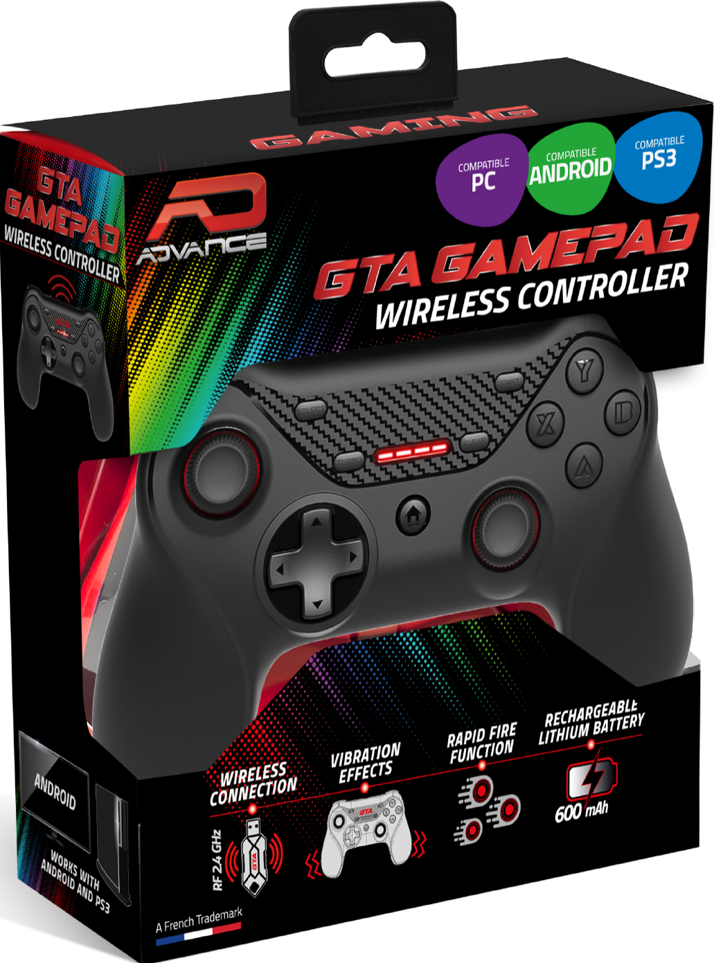 Manette De Jeu Sans Fil Advance Gta 300 Noir