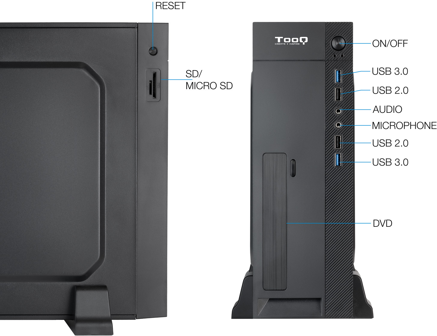 Boitier Mini Tour Micro Atx Tooq Tqc 3008U3C Alimentation 500W Noir