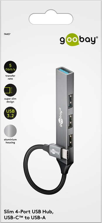 C 32 Goobay Slim 4 Ports Usb A Gris