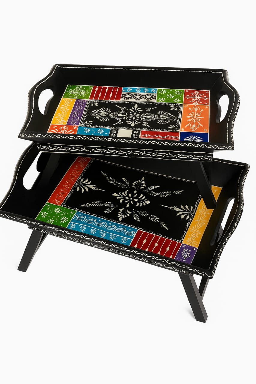 Handcrafted Wooden Serving Tray Set