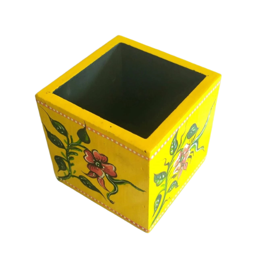 Hand-painted wooden pen holder