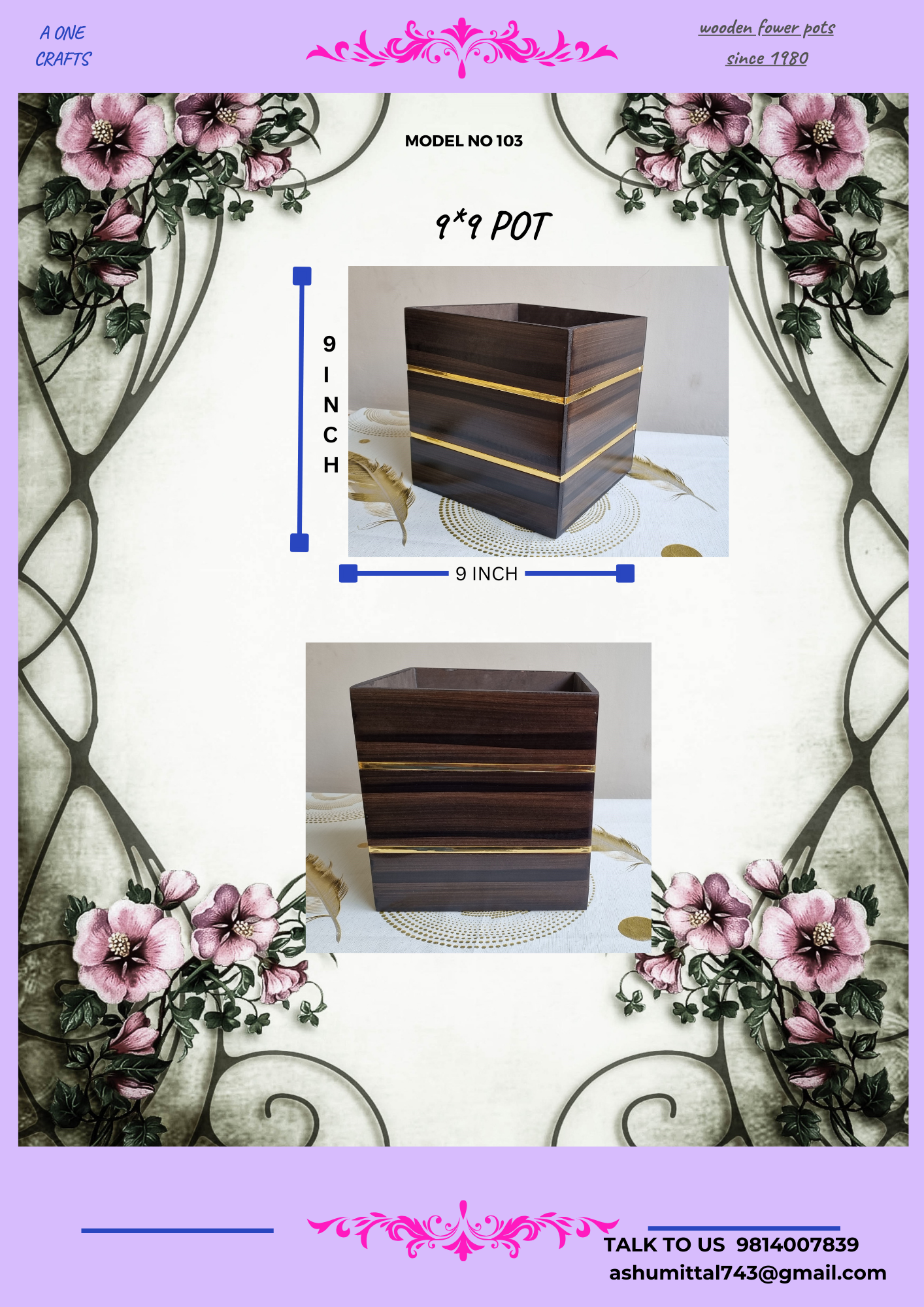 9X9 WOODEN pot