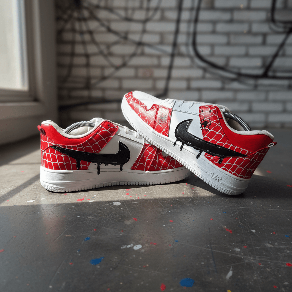 Custom Spiderweb Air Force 1 Sneakers