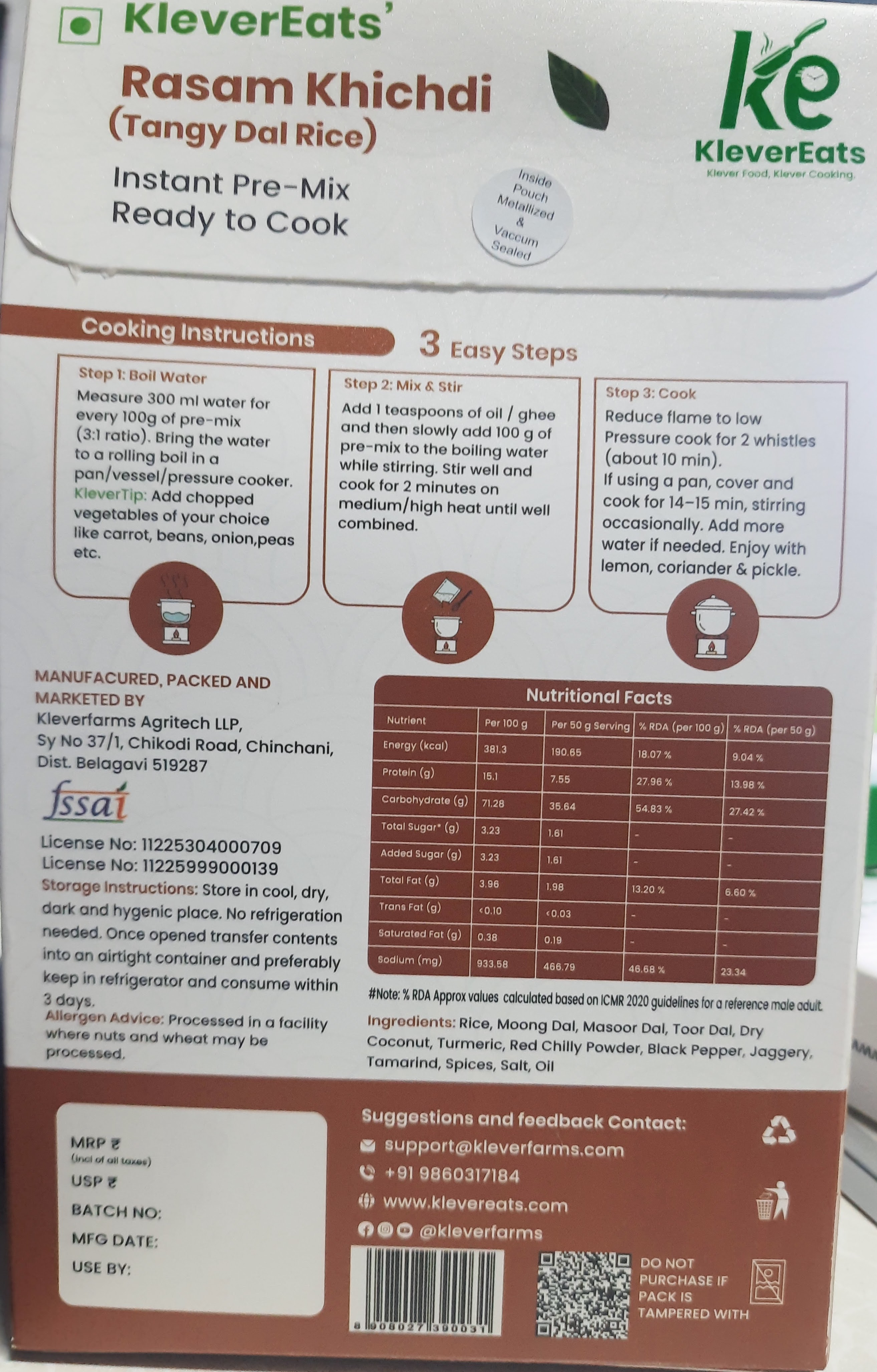 Rasam Khichdi (Tangy Dal Rice) Instant Pre-Mix