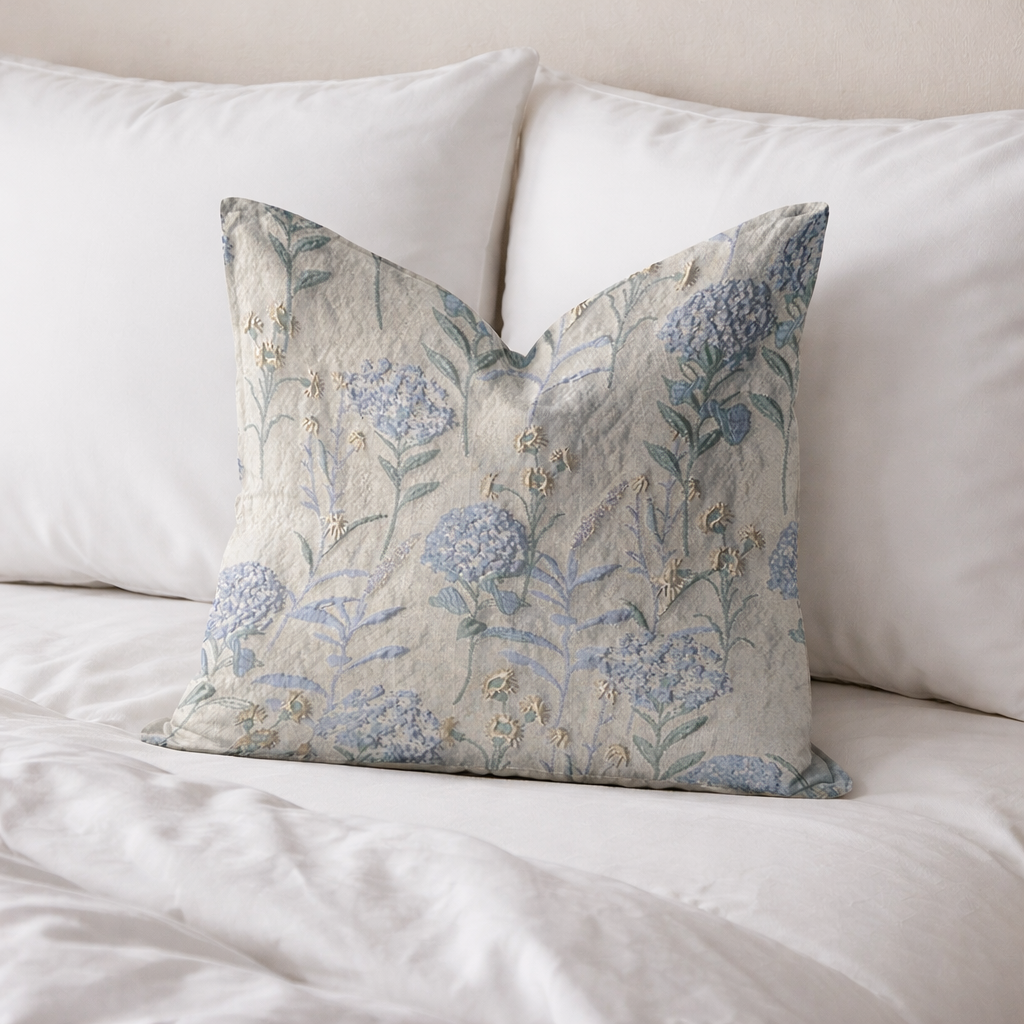 Floral Embroidered Throw Pillow Cover
