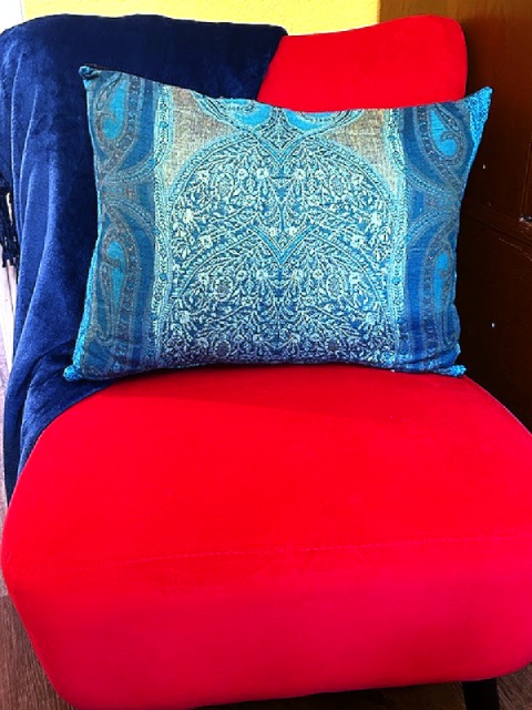 Repurposed Blue Saree Pillow Cover