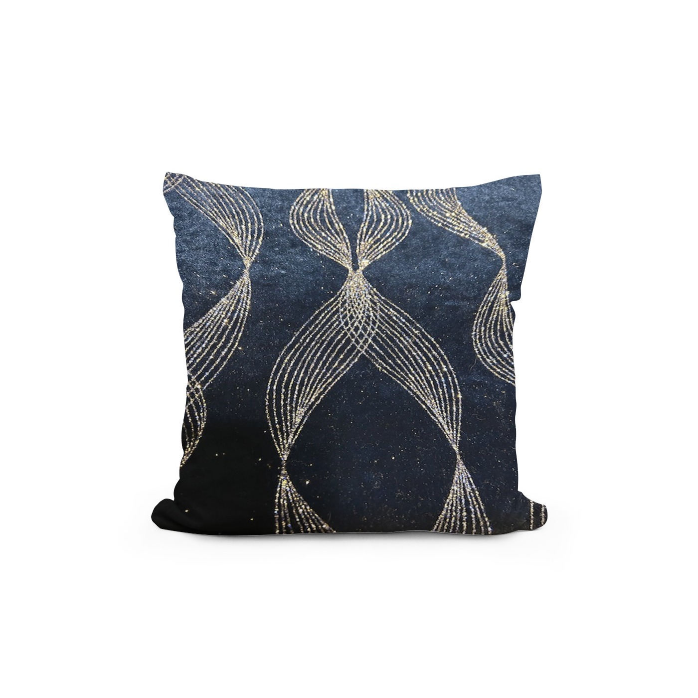 Blue Velvet with Silver Sparkle Accent Pillow Cover