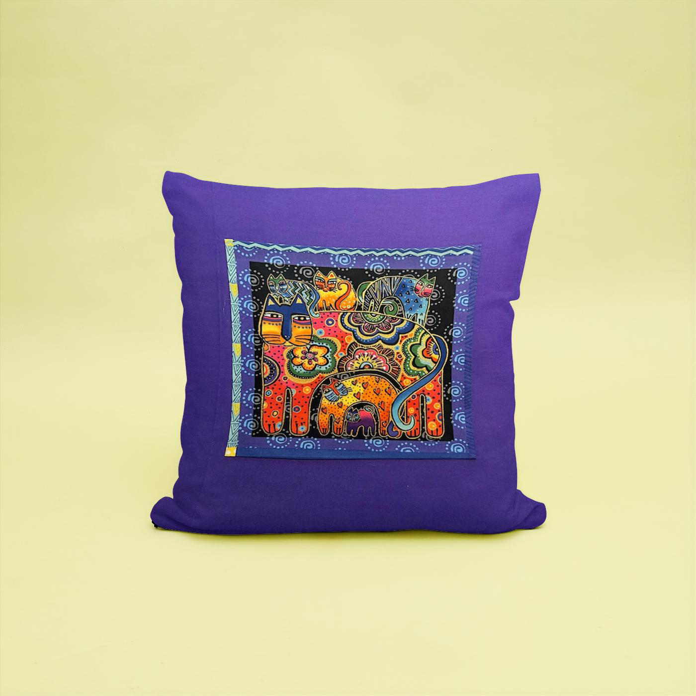 Purple Kitties Pillow Cover