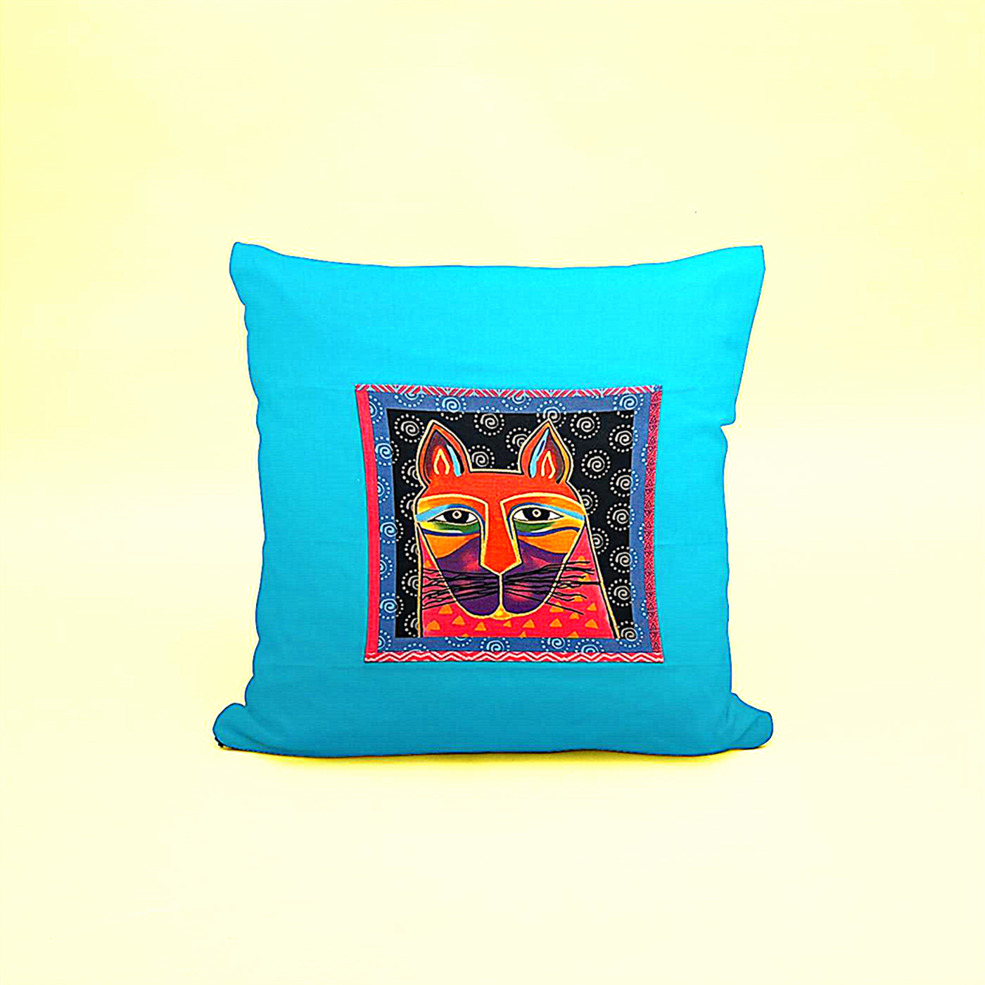 Blue Artistic Cat Pillow Cover