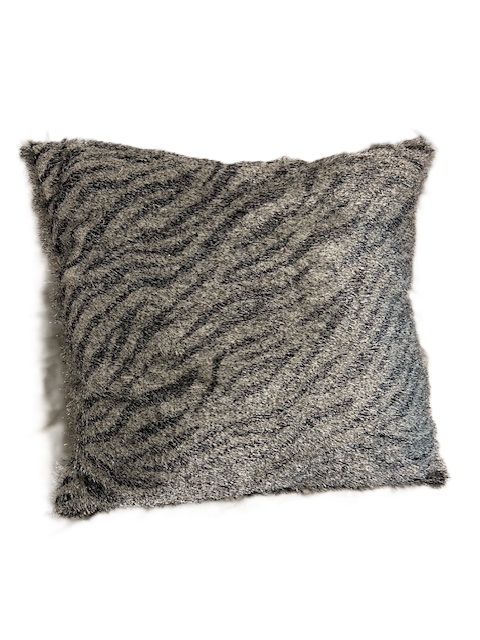 Silver Zebra Faux Fur Decorative Pillow