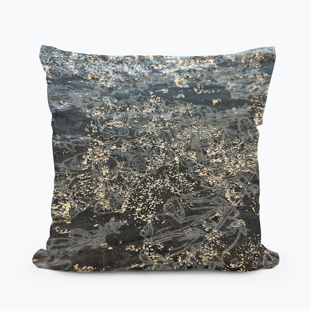 Gray-Gold Abstract Pillow Cover