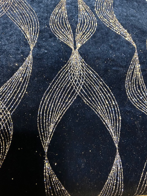 Blue Velvet with Silver Sparkle Accent Pillow Cover