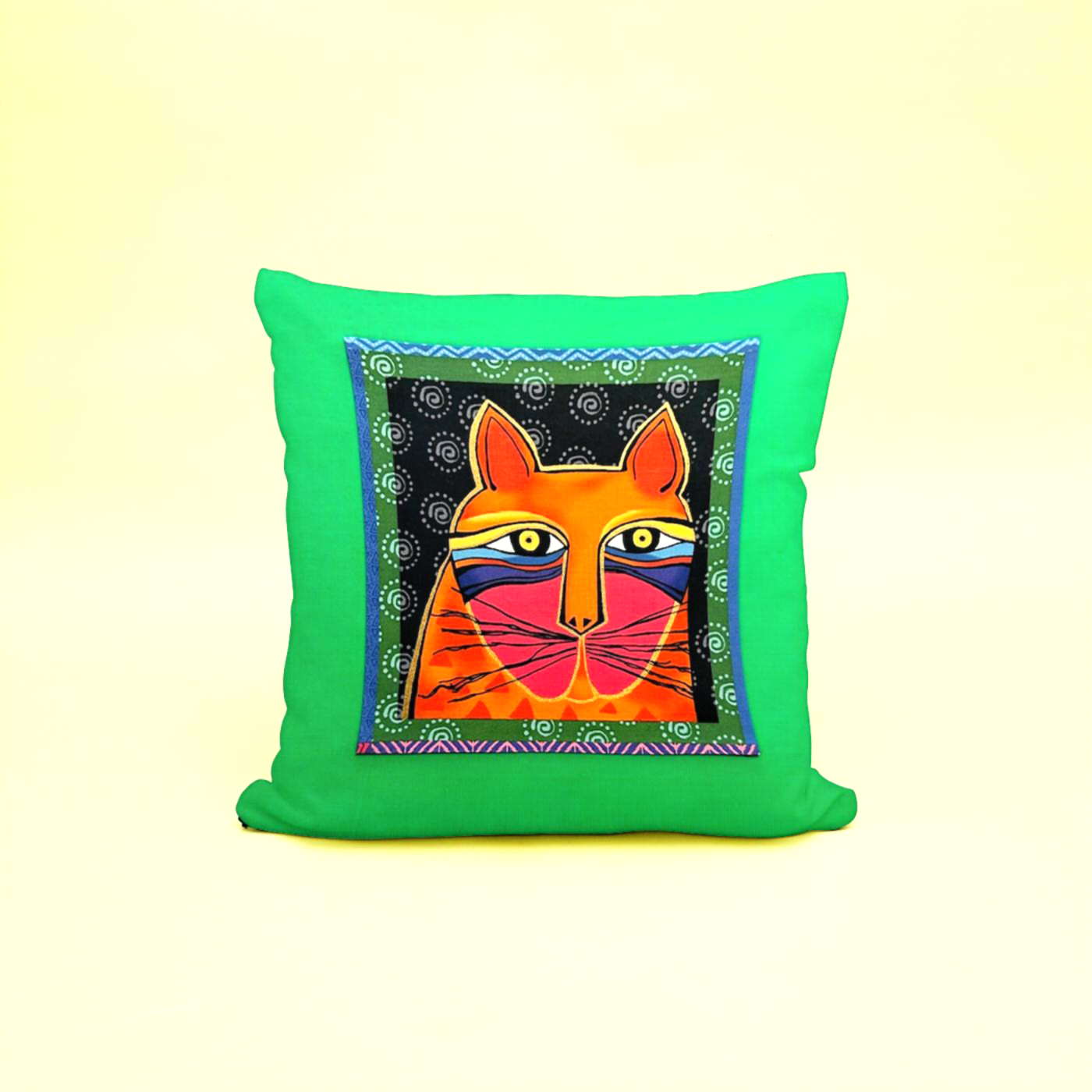 Green Kitty Pillow Cover