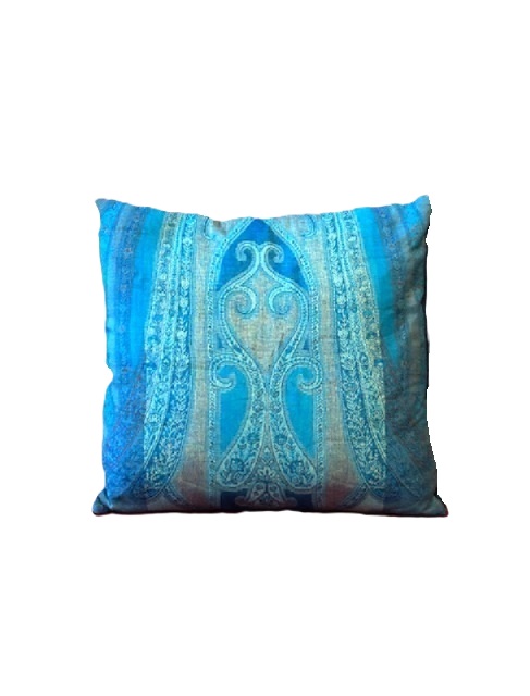 Decorative Blue Saree Pillow Cover